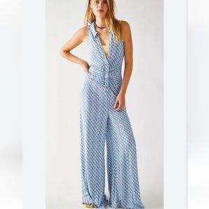 New! Free People Shayla jumpsuit wide leg retro halter M